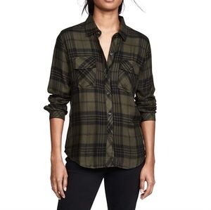 Rails Brent Olive Jet Plaid Sport Shirt XS